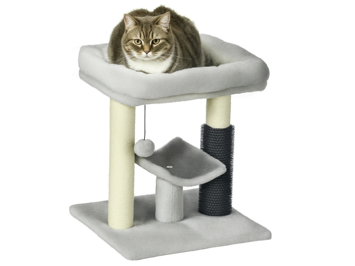 Torre de brincadeira para árvores de trepadeira, com poste de sisal, bola pendurada, 48 cm, cinza S/MARCA