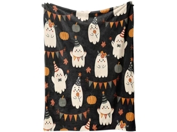 Manta Syjym Halloween com Estampa Digital de Abóbora e Lanterna em Flanela para Cochilar Ou Relaxar Ambiente a