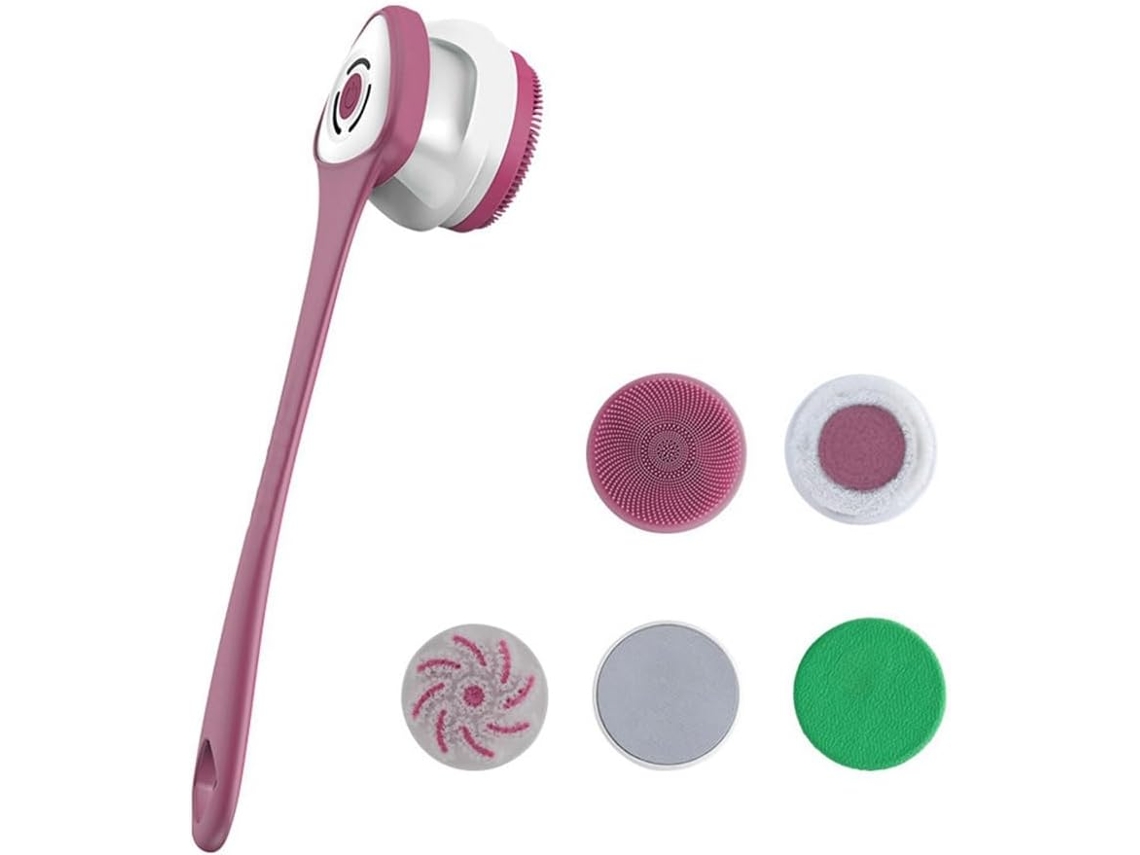 Conjunto de Escova de Banho SFUSHOS elétrica, recarregável, 5 em 1, com cabo longo de silicone