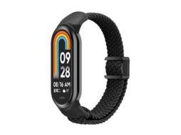 Bracelete para Xiaomi Smart Band 10/9/8 em nylon trançado com fivela magnética preta XIAOMOYU