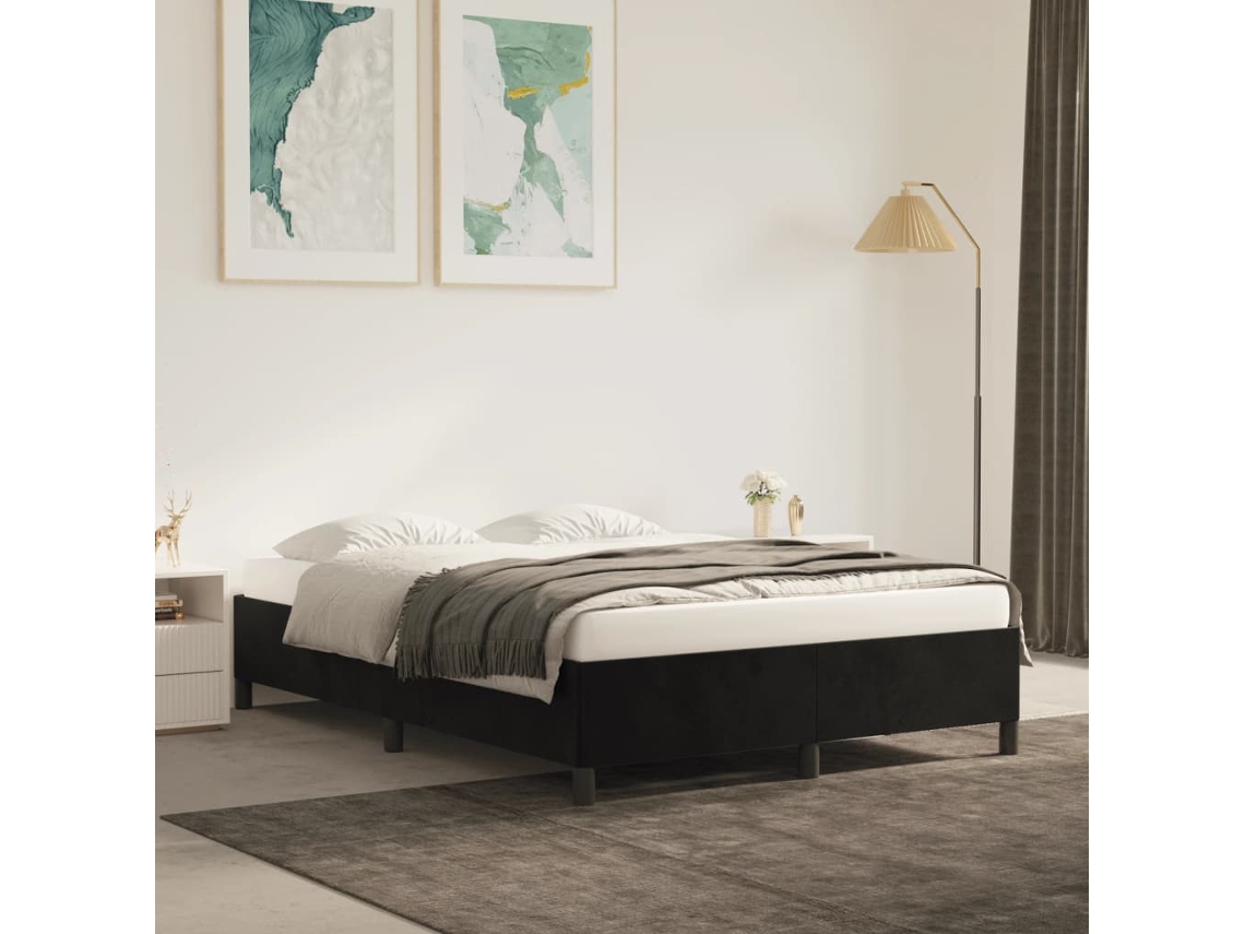 Vidaxl Estrutura de Cama Sem Colchão 140x200 Cm Veludo Preto