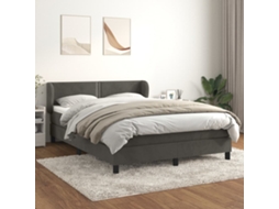 Vidaxl Cama Com Molas/colchão 140x200 Cm Veludo Cinzento-escuro
