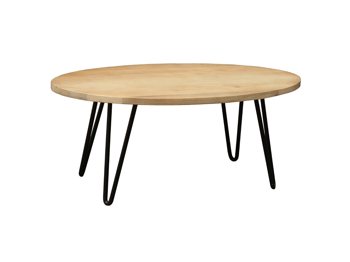 Mesa de centro oval L100 X P55 cm em sólido Mango Vibes MILIBOO