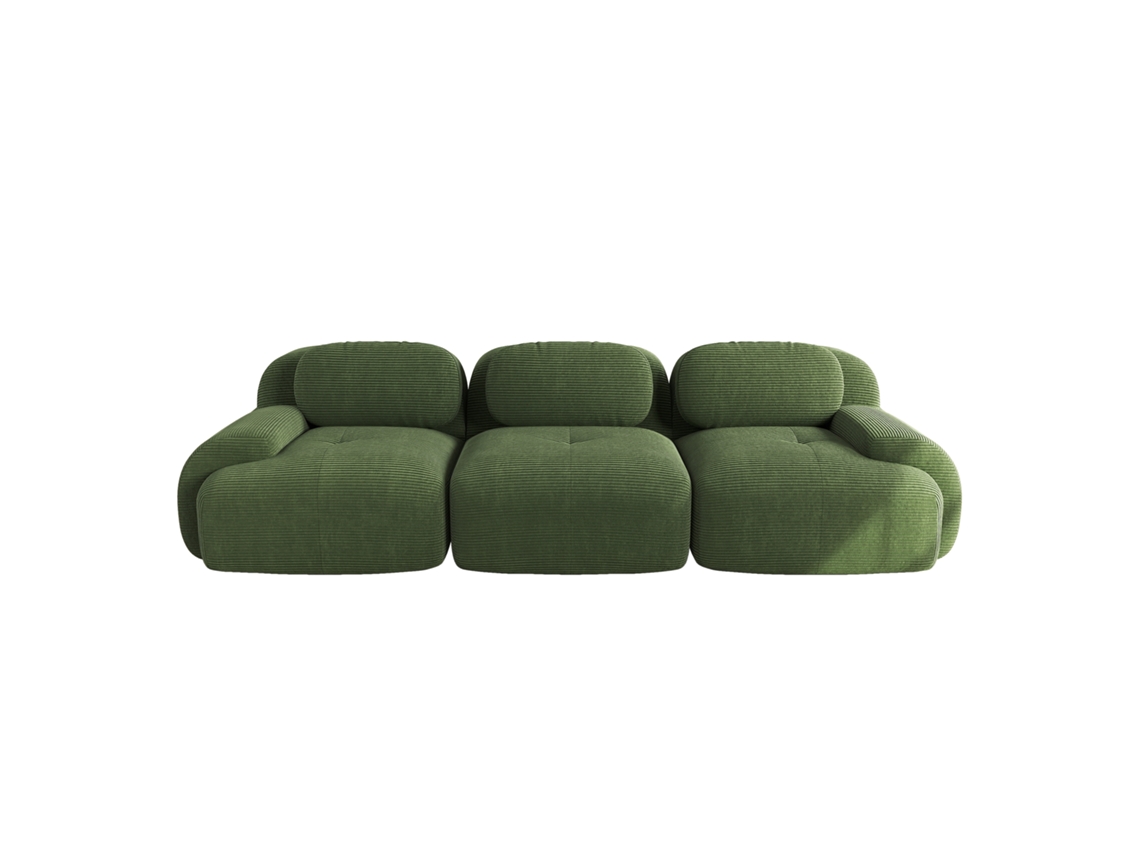 Sofá modular sem estrutura, 2 lugares, espuma 32d, chenille, antiderrapante, verde, sem montagem ORBITRA COMMERCE