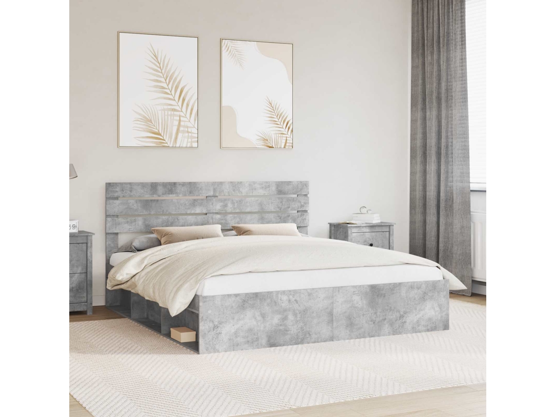 Vidaxl Estrutura Da Cama Com Cabeceira Concreto 180 X 200 Cm