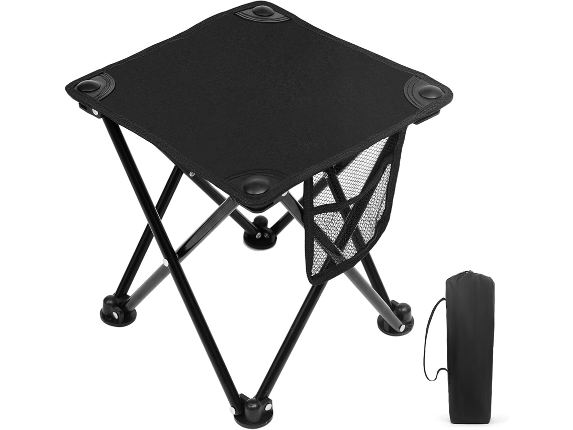 Banqueta Dobrável Portátil para Camping, Pesca, Caminhadas, Jardinagem e Praia. Acompanha Bolsa para Transporte . AQUAFORGE (preta)