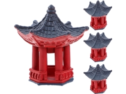 Conjunto 4 Miniaturas Pavilhão Resina Resistente Leves Fáceis Montar Decoração Micropaisagens Jardim Miniatura GOKOCO