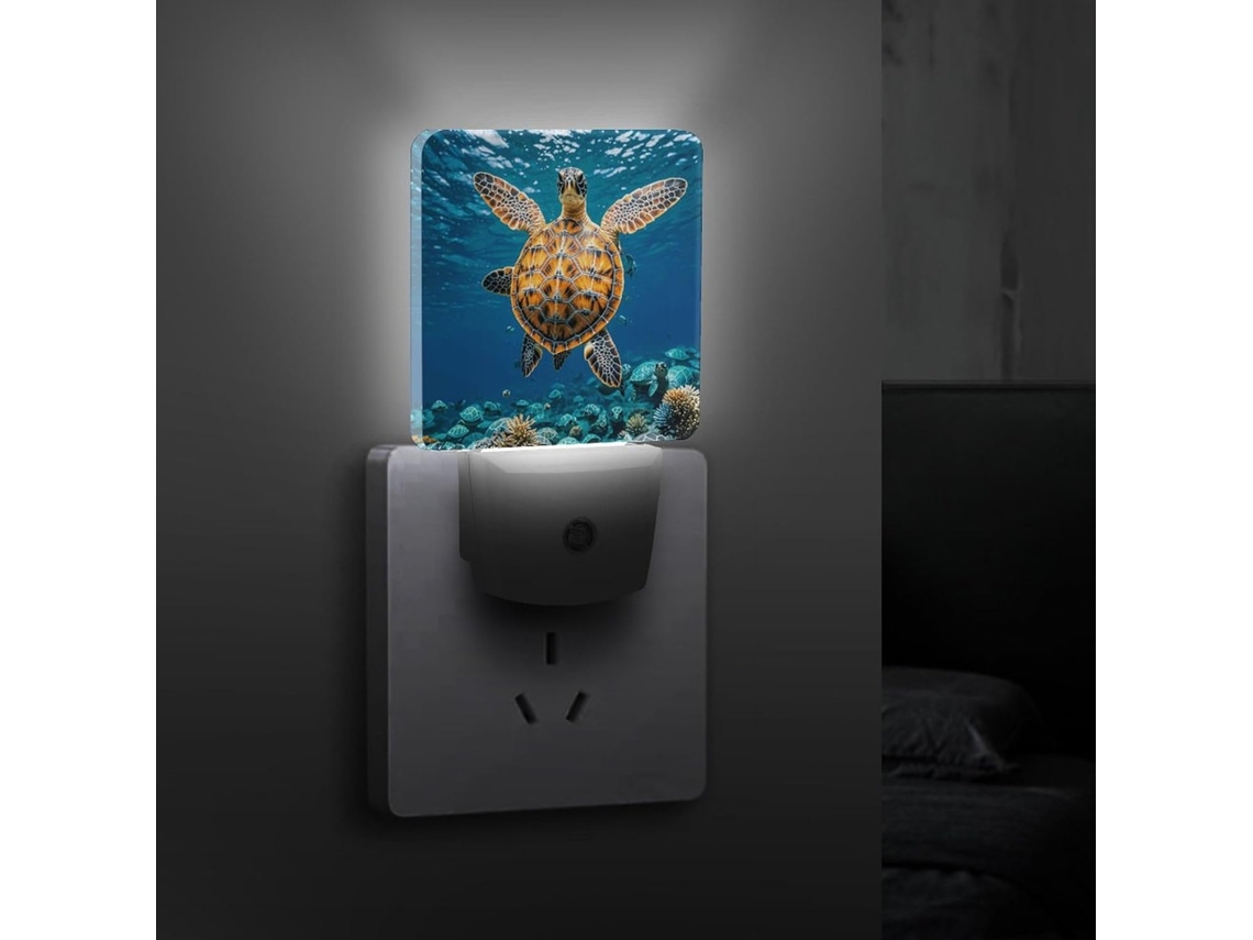 Luz Noturna Led Com Sensor Crepuscular, Cor Azul Tartaruga, Quarto, Banheiro, Cozinha, Escadas E Corredor