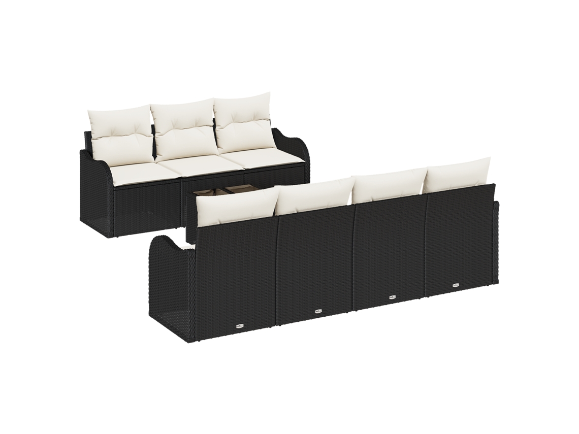 Conjunto 8 Conjunto De Móveis De Jardim Vidaxl Preto Vime Pe (55 X 55 X 37 Cm)