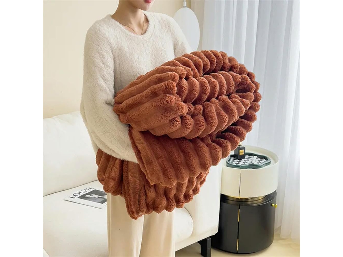 Cobertor de Pelúcia Artificial Quentinho com Estampa Coelho Perfeito para o Outono Feito em Fleece Coral Macio