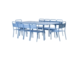 Bergame Conjunto De Mesa De Jardim De 234 Cm E 10 Cadeiras Azuis