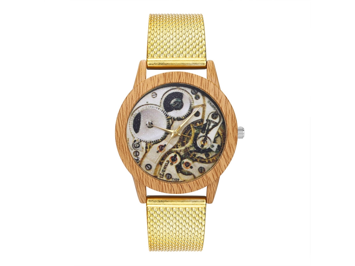 Relógio de pulso unissex Zhoulianfa T159-f dourado com movimento de quartzo.