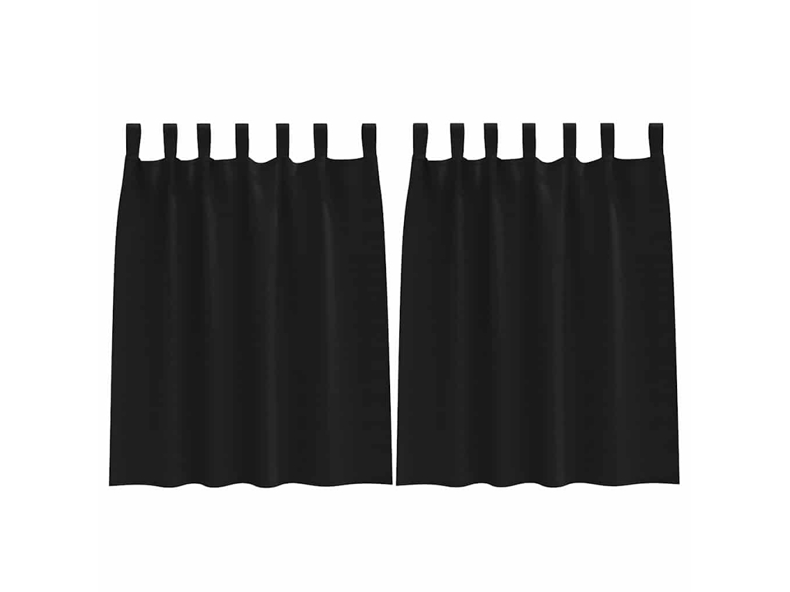 Maison Exclusive - Cortinas Blackout Com Argolas 2 Pcs Preto 140 X 140 Cm