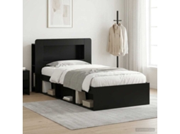 Vidaxl Estrutura De Cama Com Armazenamento Preto 100 X 200 Cm