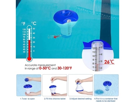 Pool Chlorine Diffuser With Thermometer Pool Chlorine Float Floating Pool Chlorine Diffuser Pool Chlorine Dispenser Product Dispenser Starlight