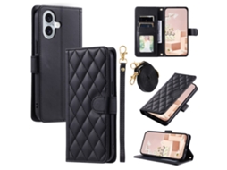 Capa Em Couro Pu Com Pega Para Apple Iphone 16 - Preto