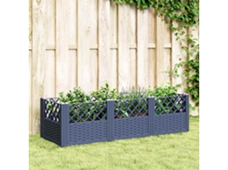 Vidaxl Vaso/floreira De Jardim C/ Estacas 123,5x43,5x43,5 Cm Pp Cinzento Azul