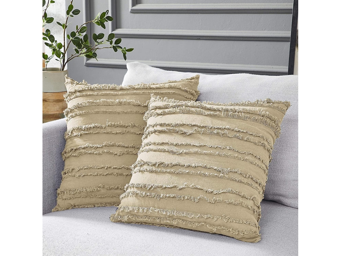 Capas De Almofada Cáqui Para Sofás E Camas, Capas De Almofada Decorativas Em Algodão E Linho, 45 X 45 Cm, Pacote Com 2