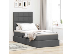 Vidaxl Cama De Armazenamento Led Com Colchão Cinzento-escuro