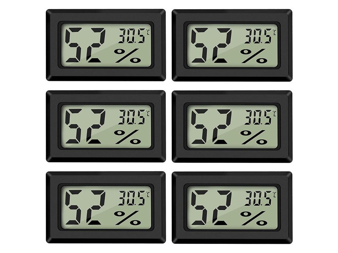 Higrômetro Digital Nova Line, Medidor de Temperatura e Umidade, Preto, 6 Pacotes