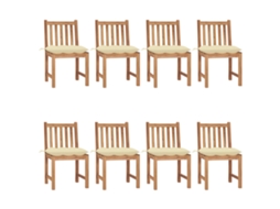 Cadeiras De Jardim 8 Pcs C/ Almofadões Madeira De Teca Maciça Dkd Home Decor