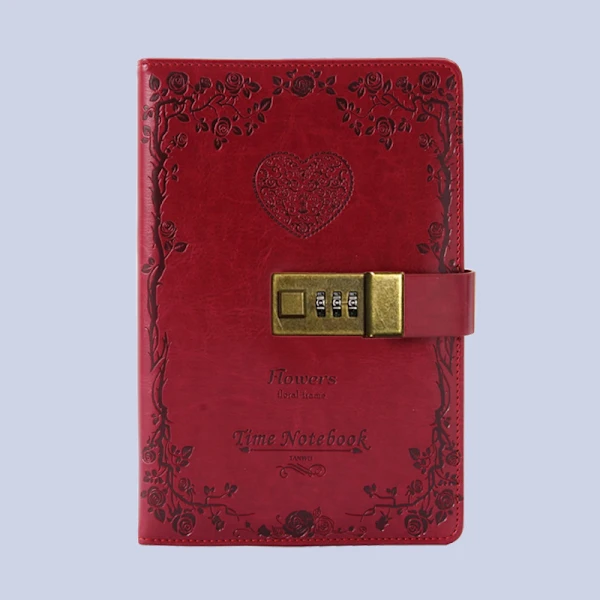 Diário Ryi Com Cadeado Para Meninas - Caderno De Couro Senha, Estilo Fofo E Secreto, Tamanhos A5 Bordô-aquaforge