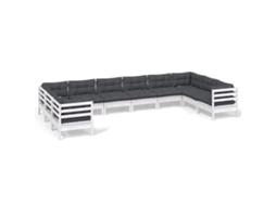 Conjunto de 10 Lounge de Jardim com Almofadões Pinho Branco MAISON EXCLUSIVE