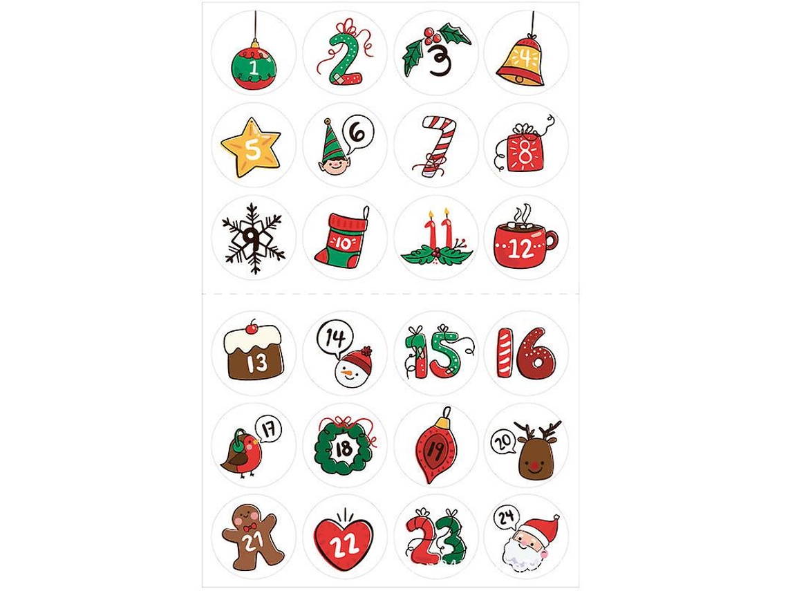 2x Presente De Natal 24 Adesivos Decorativos Digitais Coloridos Para Envelope De Presente De Natal Hengjian