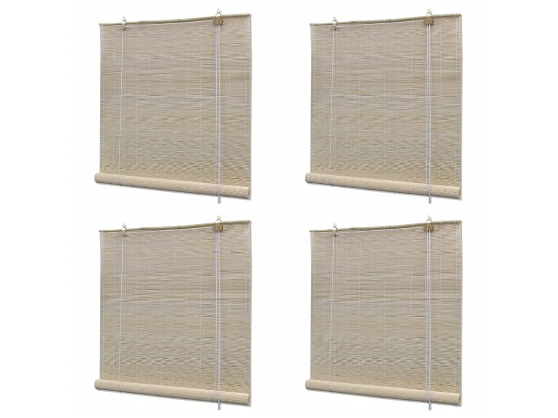Vidaxl Estores De Rolo Em Bambu Natural 4 Pcs 120x160 Cm