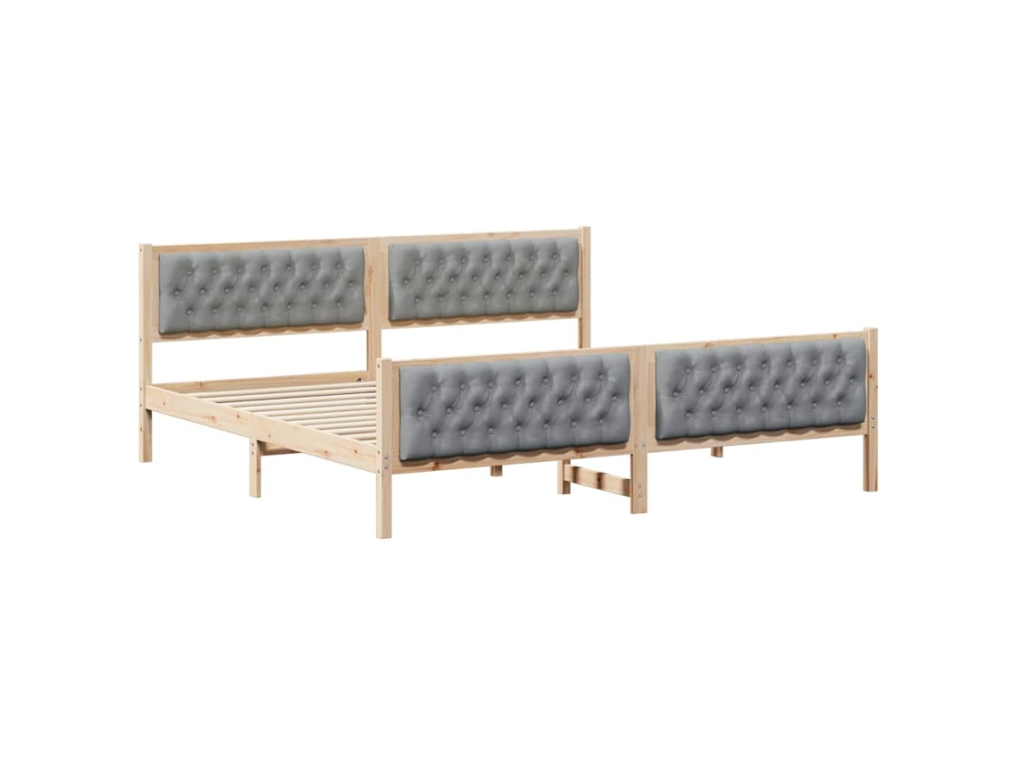 Estrutura da Cama com Cabeceira Cinzento Claro 200x200 cm MAISON EXCLUSIVE