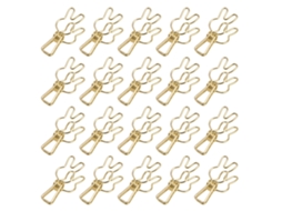 20 Pinças Metálicas Multipropósito Eletroforradas Clips Fortes para Papel Ouro