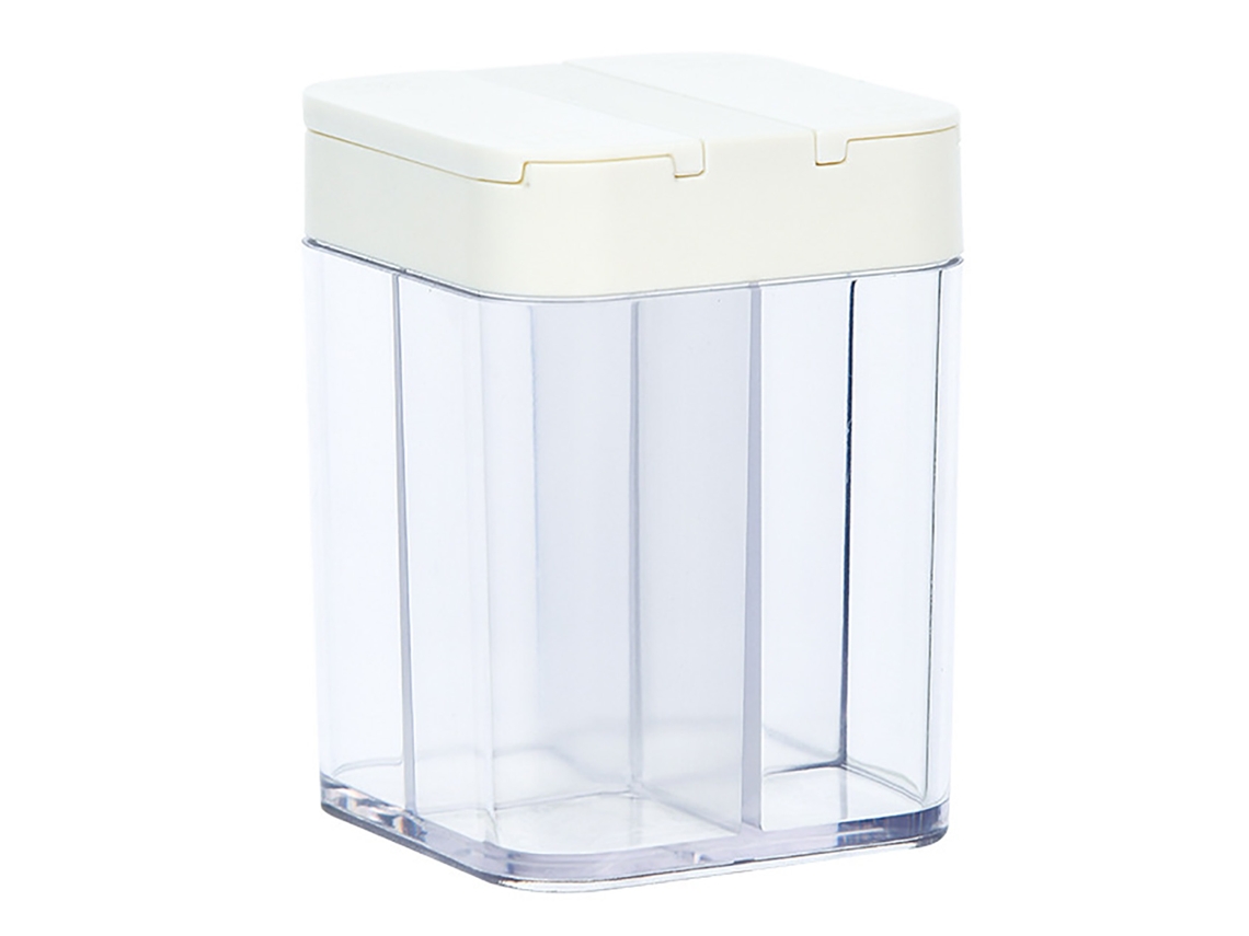 Caixa de Temperos 4 Compartimentos Janela Transparente Tampa Deslizante Abs Pet para Cozinha | S/MARCA