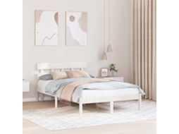 Vidaxl Estrutura Da Cama Branco 135 X 190 Cm Madeira De Pinho Maciça
