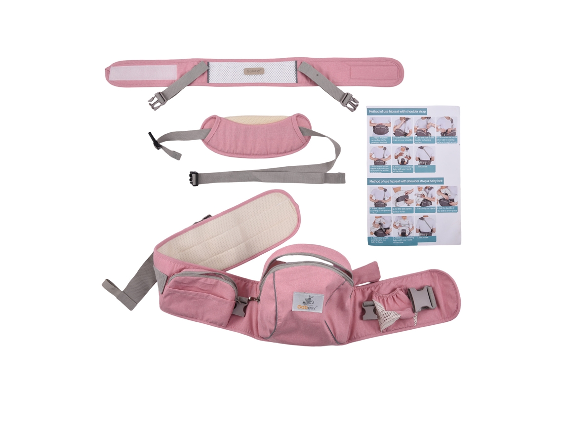 Porte-bebê Com Banco Lombar 4 Em 1 Ergonomic Para Bebê 0-36 Meses 0-44 Lbs Rosa
