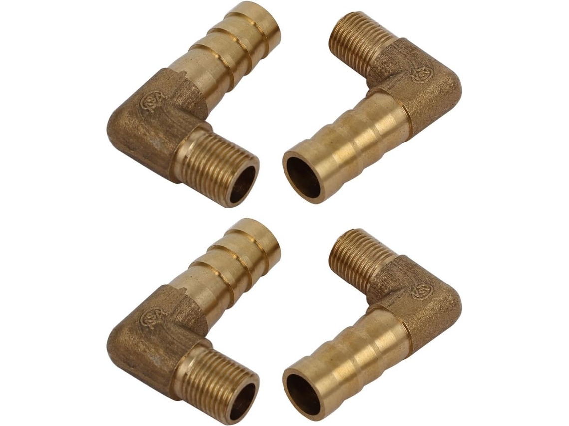 Conectores de Mangueira Latão com Rosca Macho Bsp 1/8" e Diâmetro 10 Mm, 4 Peças CHABERLU