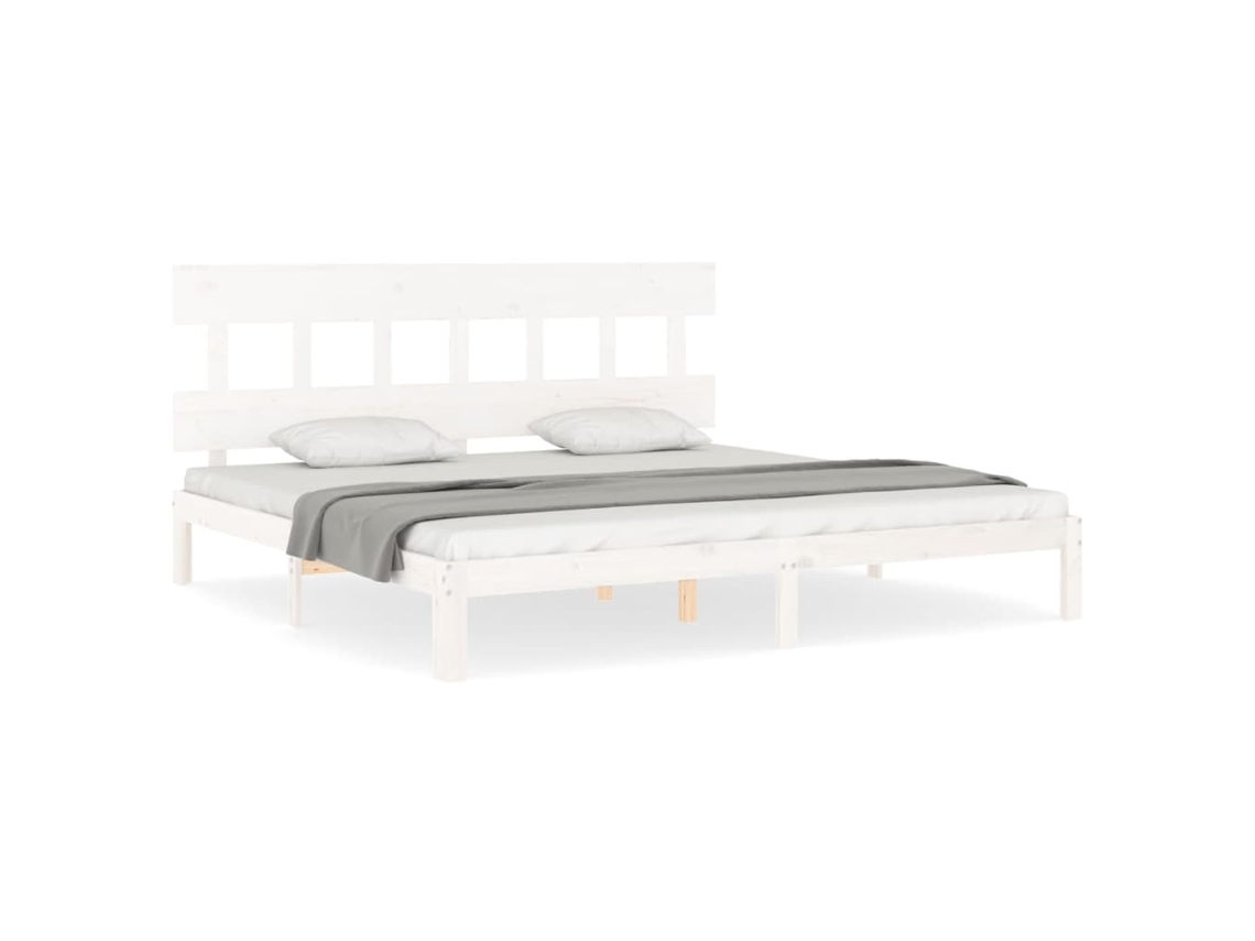Cama Sem Colchão 200x200 cm Madeira de Pinho Maciça Branco MAISON EXCLUSIVE