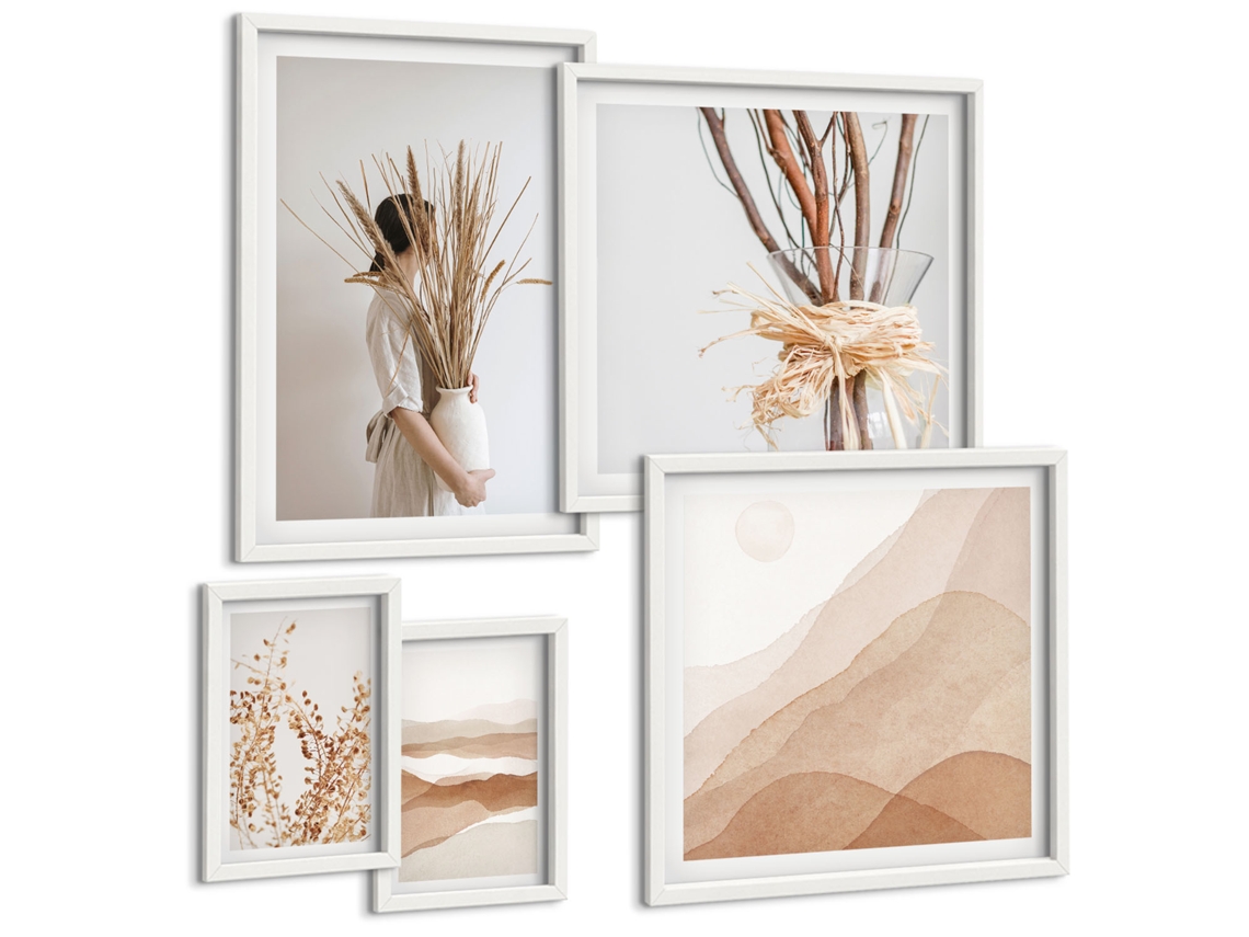 Conjunto De Pinturas Boho Estiloso Plantas Paisagens Espelharte (5 Peças)
