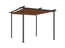 Pérgola de Jardim SINI TECH STORE 3x3m com Persiana Retrátil Fibra Poliéster UPF30+ Marrom