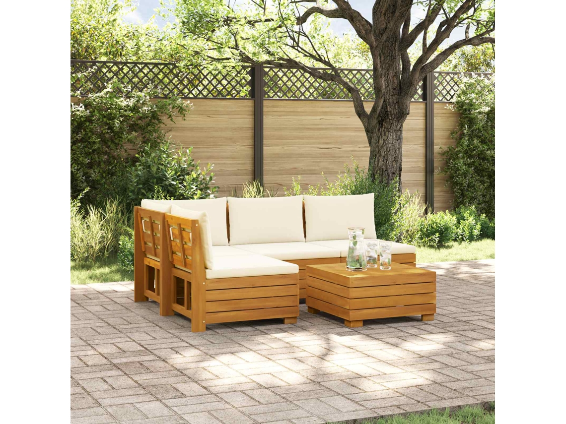 Vidaxl Conjunto De Sofás Para Exterior Com Almofada 5 Peça Castanho