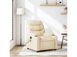 Vidaxl Poltrona De Massagens Reclinável Tecido Cor Creme