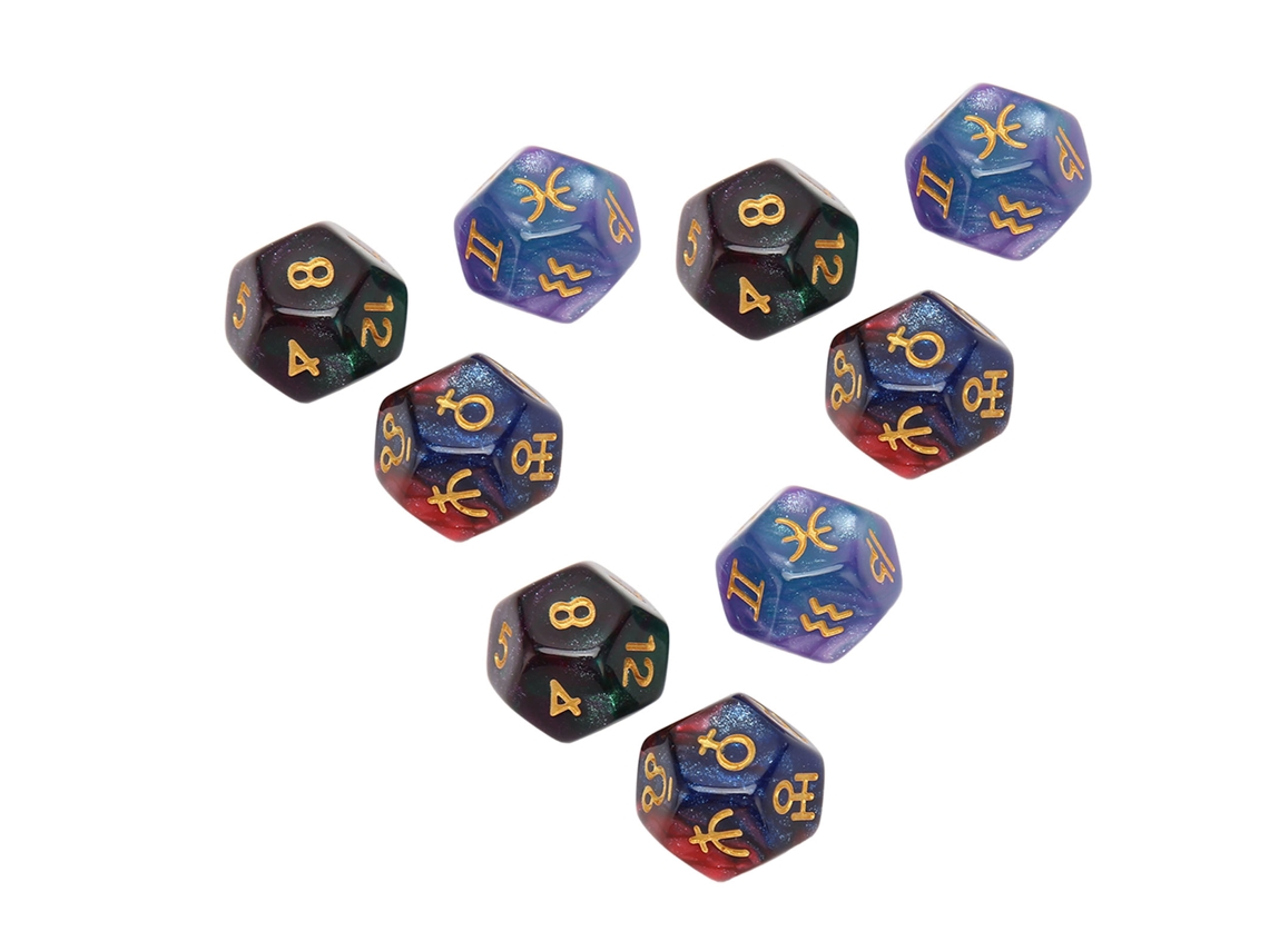 Conjunto de Dados Poliédricos 9pcs plástico à prova d'água para Jogos de Mesa Cor Gradiente S/MARCA