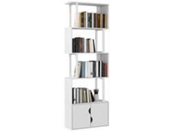 Estante para Livros Melamina de Madeira e Aço Cor Branco 60x23,8x179,2 cm Homcom