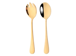 Conjunto de Talheres de Aço Inoxidável , Composto por Colher e Garfo, Ideal para Saladas, com Cores Vibrantes e Design Exclusivo. MDUG (dourado)