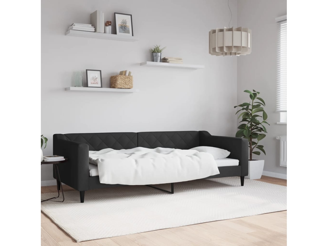 Vidaxl Sofá-cama 90x200 Cm Tecido Preto