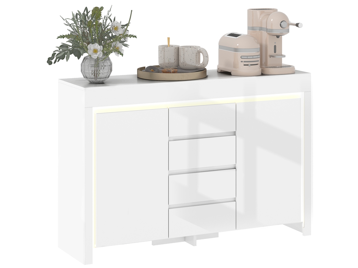 Aparador Mdf e Melamina de Madeira Cor Branco 120x34x80 cm Homcom