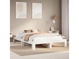 Cama Sem Colchão 150x200 Cm Madeira De Pinho Maciça Branco