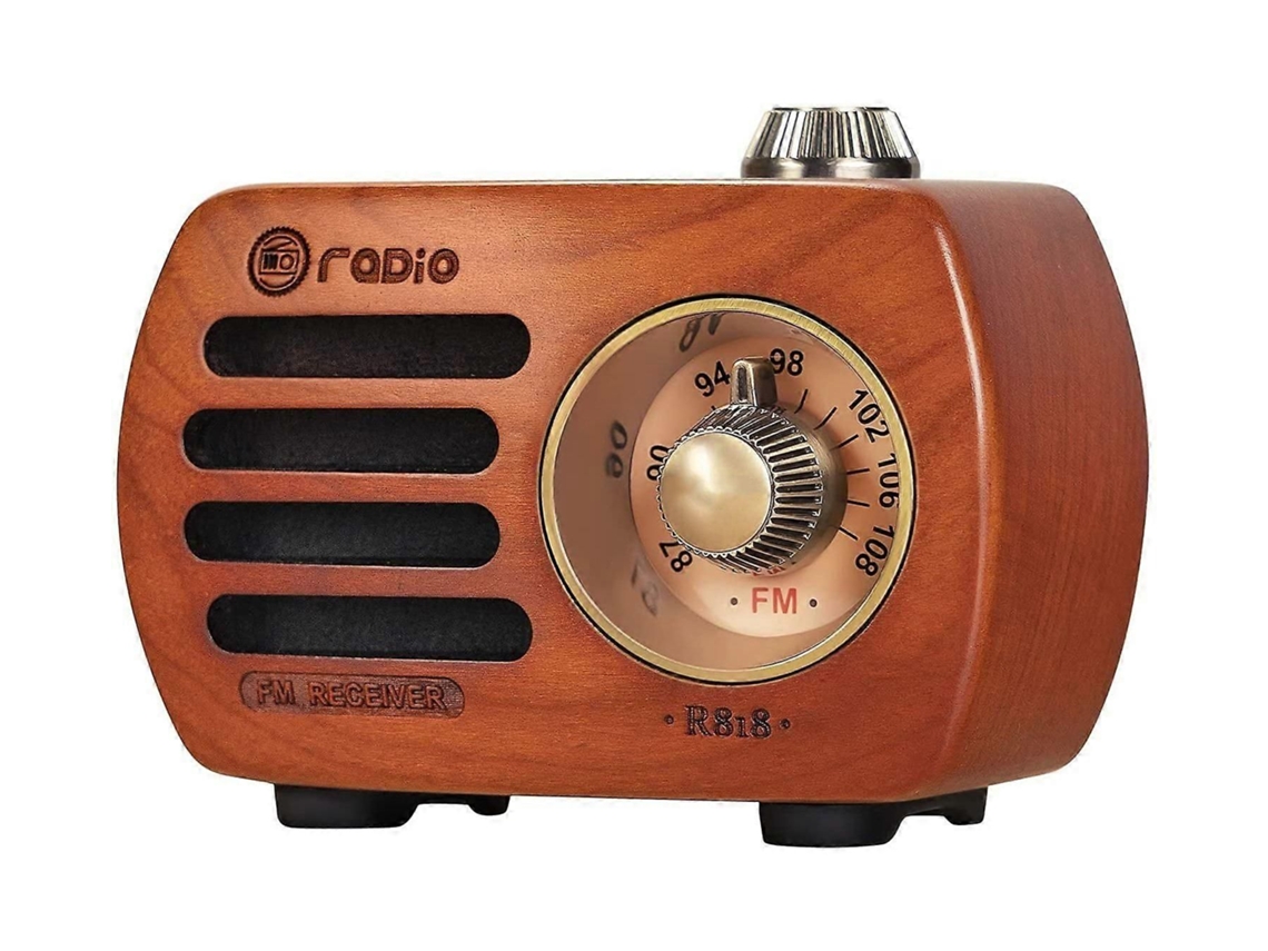 2025 Novo Mini Rádio de Madeira Pequena Retrô com Alto falante Bluetooth Fm Portátil Recarregáv El Graves GOKOCO