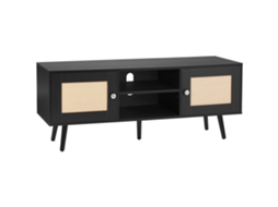 Conjunto Móvel De Tv Em Rattan Preto 120x40x49cm Com Prateleiras Ajustáveis Tekmaquinas