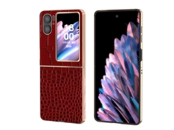 Capa De Celular Oppo Find N2 Flip Com Textura De Crocodilo Em Couro E Nano Galvanoplastia