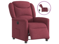 Vidaxl Poltrona Elétrica Reclinável Tecido Vermelho Tinto